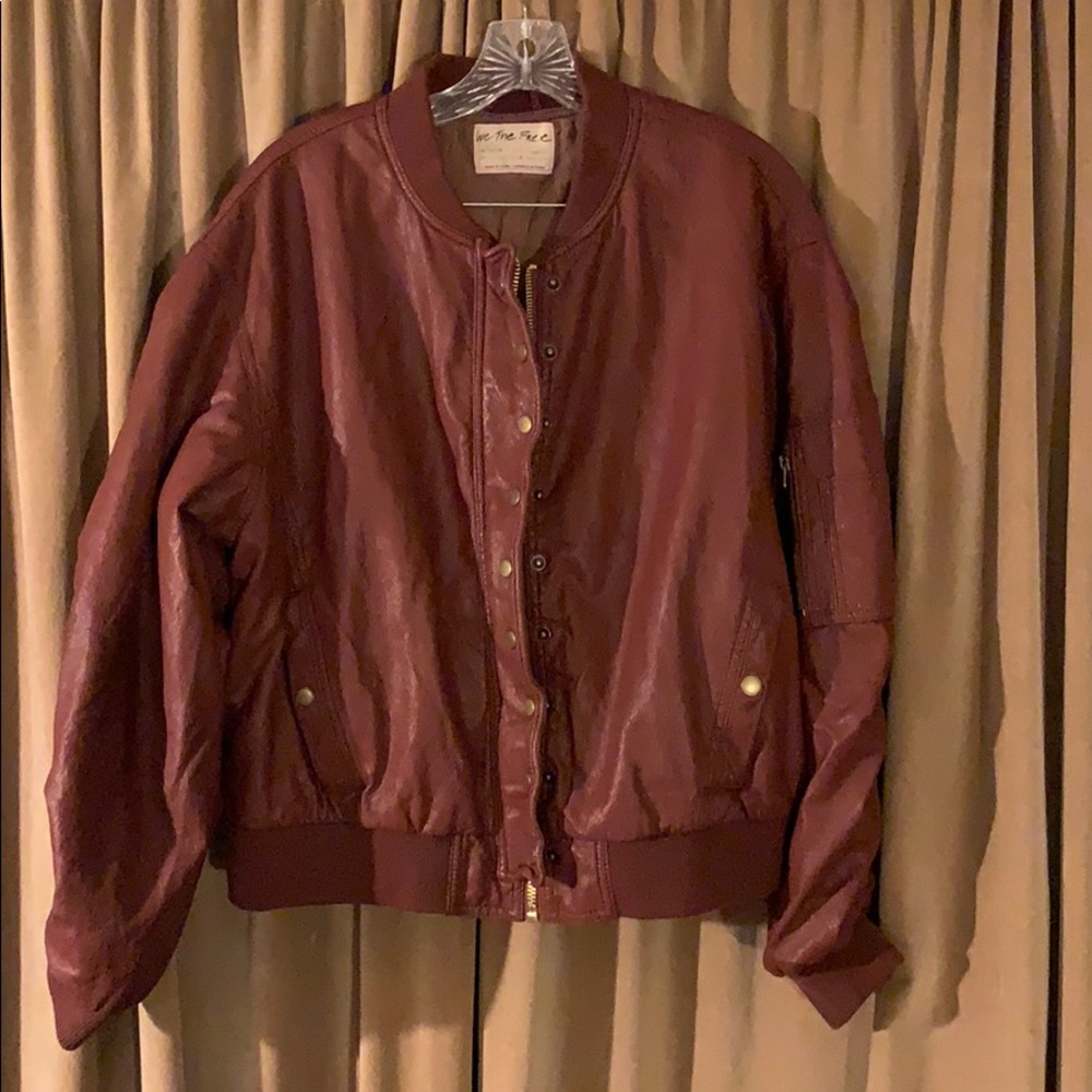 FP faux leather bomber jacket